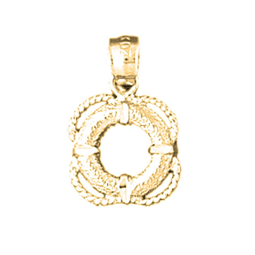 Yellow Gold-plated Silver Life Saver Pendant