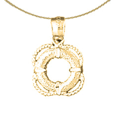 Sterling Silver Life Saver Pendant (Rhodium or Yellow Gold-plated)