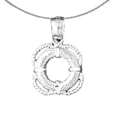 Sterling Silver Life Saver Pendant (Rhodium or Yellow Gold-plated)