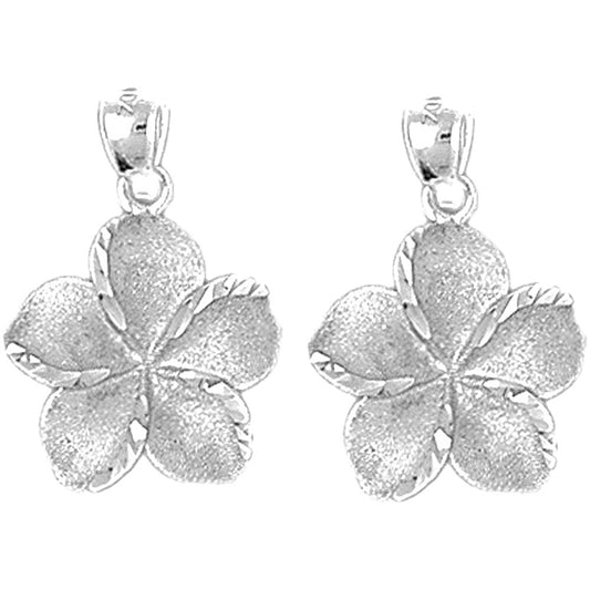 Sterling Silver 24mm Plumeria Flower Earrings