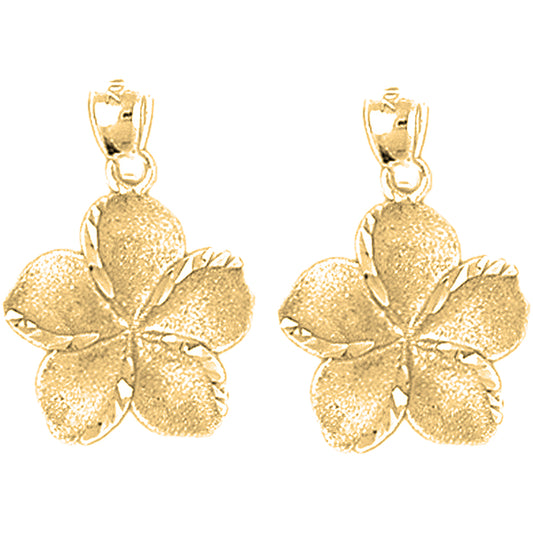Yellow Gold-plated Silver 24mm Plumeria Flower Earrings