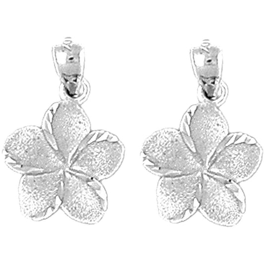 Sterling Silver 20mm Plumeria Flower Earrings