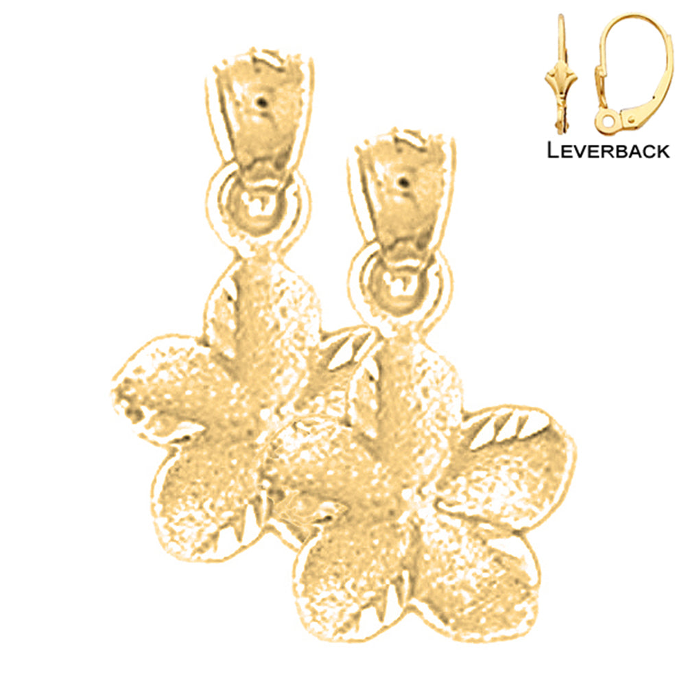 14K or 18K Gold 13mm Plumeria Flower Earrings
