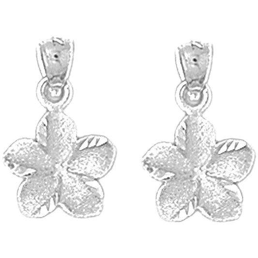 Sterling Silver 13mm Plumeria Flower Earrings