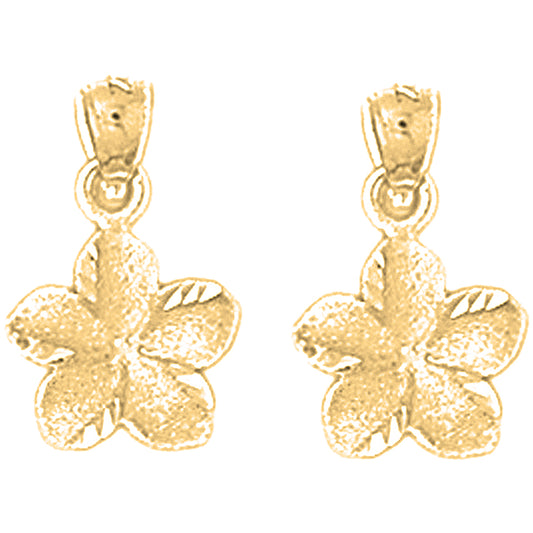 Yellow Gold-plated Silver 13mm Plumeria Flower Earrings