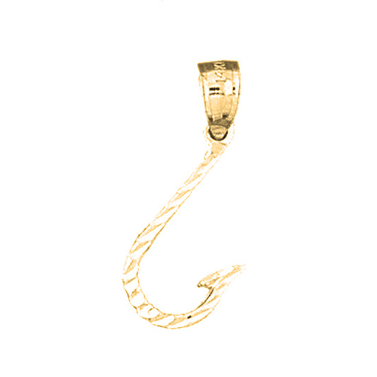 Yellow Gold-plated Silver Fish Hook Pendant