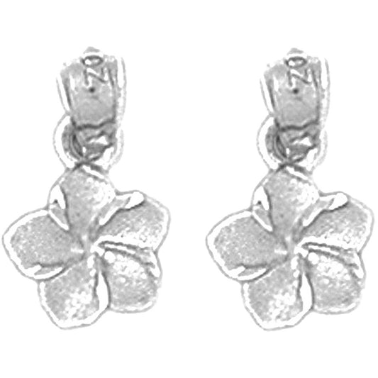 Sterling Silver 13mm Plumeria Flower Earrings