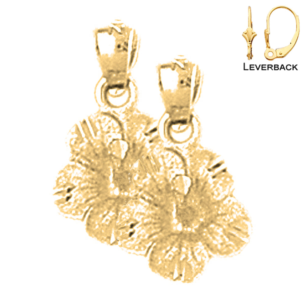 14K or 18K Gold 17mm Plumeria Flower Earrings