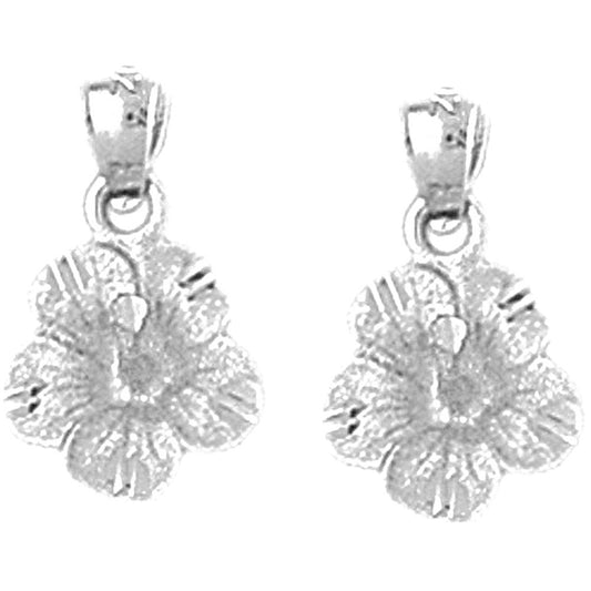 Sterling Silver 17mm Plumeria Flower Earrings