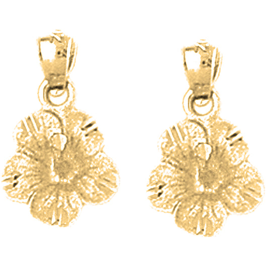 Yellow Gold-plated Silver 17mm Plumeria Flower Earrings
