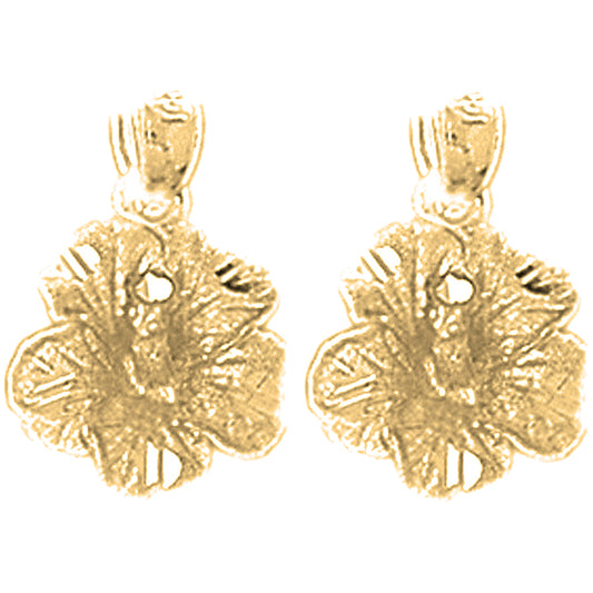 Yellow Gold-plated Silver 18mm Plumeria Flower Earrings