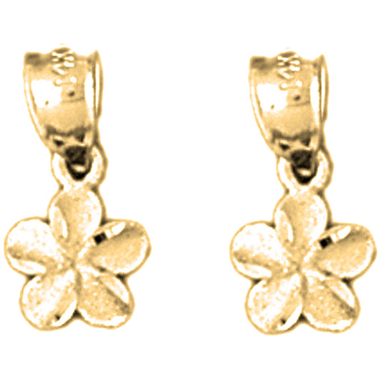 Yellow Gold-plated Silver 14mm Plumeria Flower Earrings