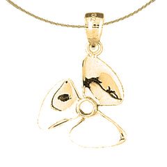 Sterling Silver Propeller Pendant (Rhodium or Yellow Gold-plated)