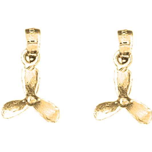 14K or 18K Gold 17mm Propeller Earrings
