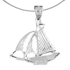 Sterling Silver 3D Sailboat Pendant (Rhodium or Yellow Gold-plated)