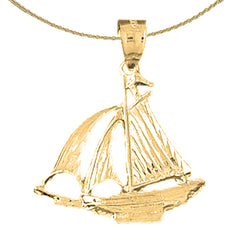 Sterling Silver 3D Sailboat Pendant (Rhodium or Yellow Gold-plated)