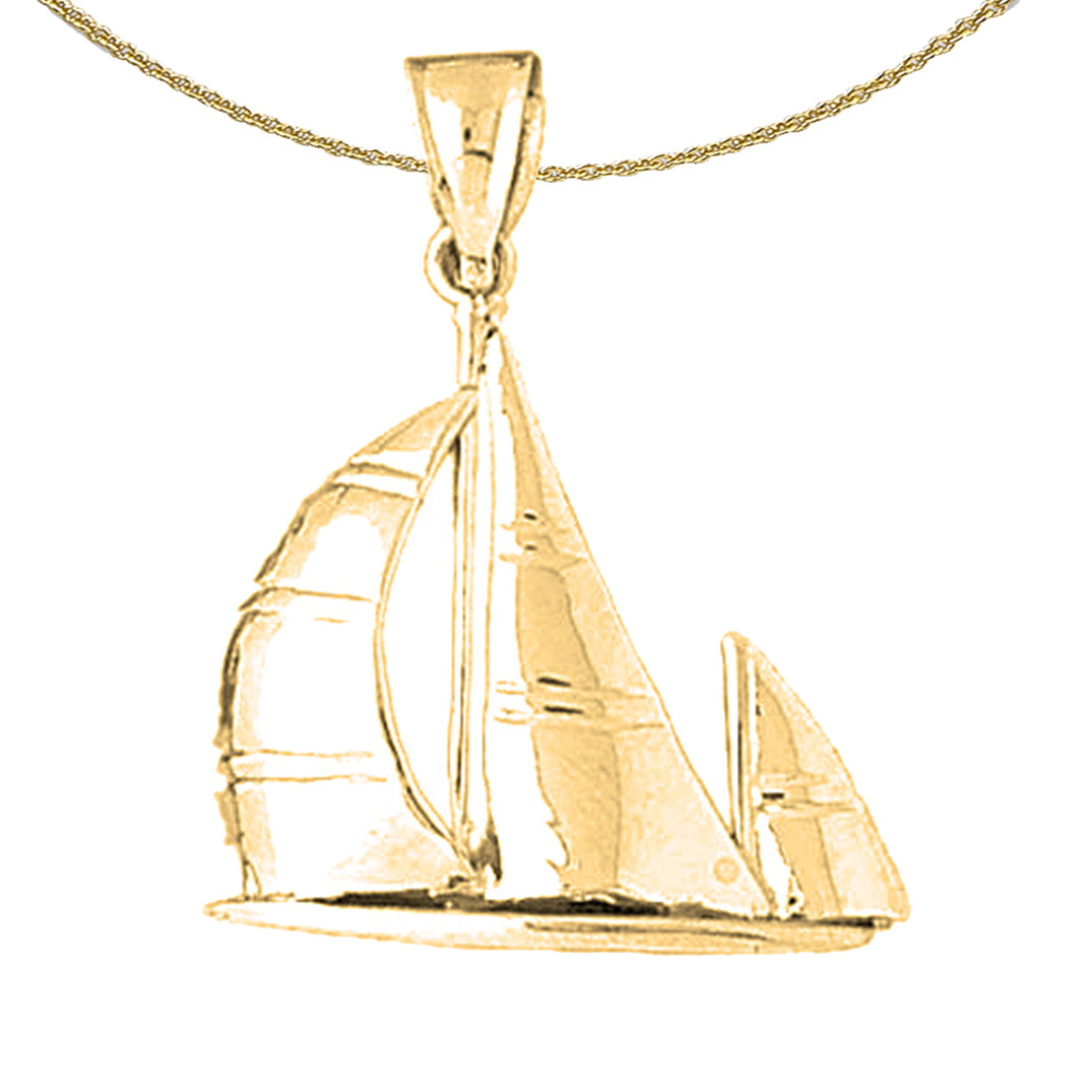10K, 14K or 18K Gold Sailboat Pendant