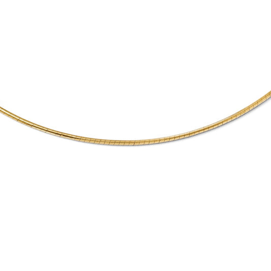 14K Yellow Gold 2mm Round Omega Chain