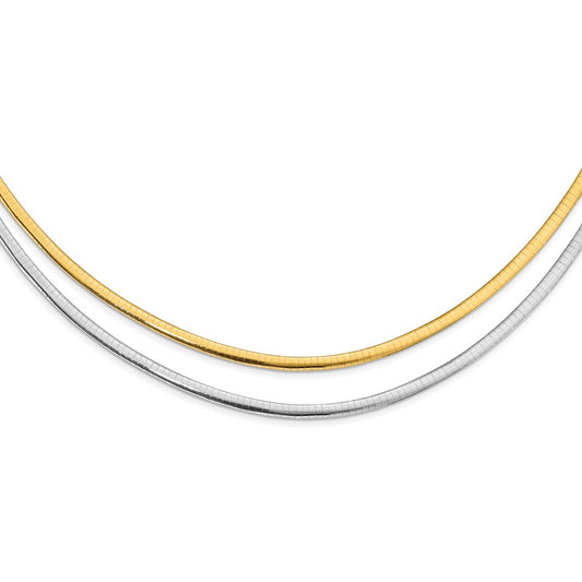 14K Two-Tone Gold 4mm Reversible Omega Chain