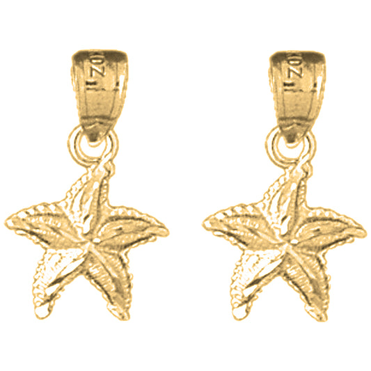 14K or 18K Gold 20mm Starfish Earrings