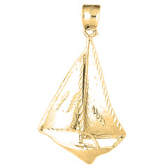 Yellow Gold-plated Silver Sailboat Pendant