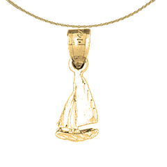 Sterling Silver 3D Sailboat Pendant (Rhodium or Yellow Gold-plated)