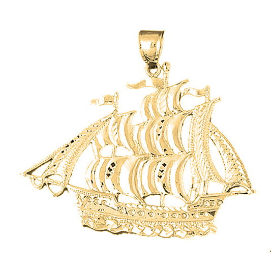 10K, 14K or 18K Gold Pirate Ship Pendant