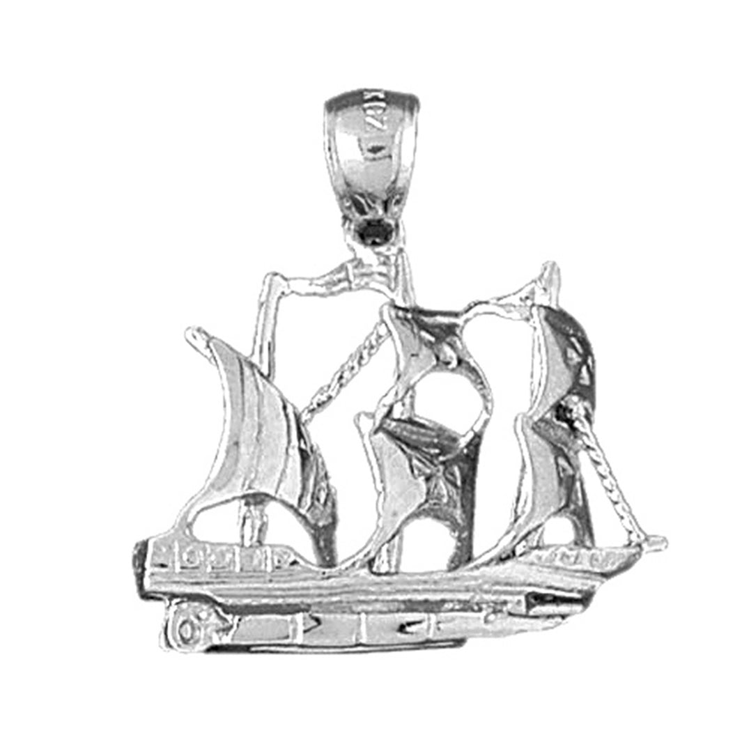 Sterling Silver 3D Pirate Ship Pendant