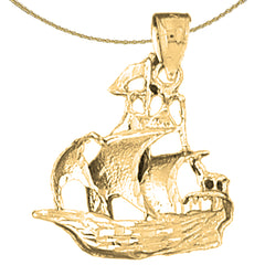 Sterling Silver Pirate Ship Pendant (Rhodium or Yellow Gold-plated)