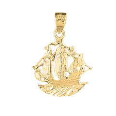 Yellow Gold-plated Silver Pirate Ship Pendant
