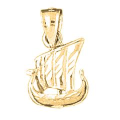 Yellow Gold-plated Silver 3D Pirate Ship Pendant
