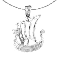 Sterling Silver 3D Pirate Ship Pendant (Rhodium or Yellow Gold-plated)