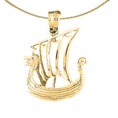 Sterling Silver 3D Pirate Ship Pendant (Rhodium or Yellow Gold-plated)