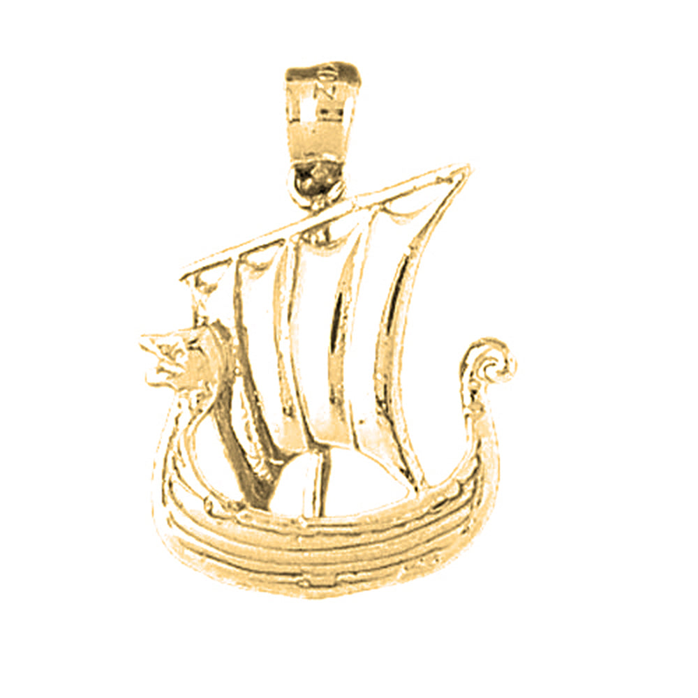 Yellow Gold-plated Silver 3D Pirate Ship Pendant