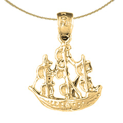Colgante de barco pirata de plata de ley (bañado en rodio o oro amarillo)