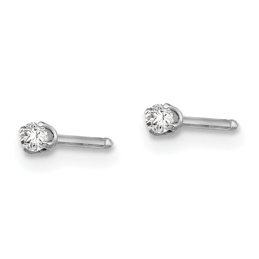 Inverness 14K White Gold 2mm CZ Post Earrings