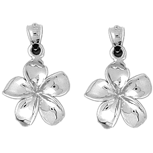 Sterling Silver 35mm Plumeria Flower Earrings