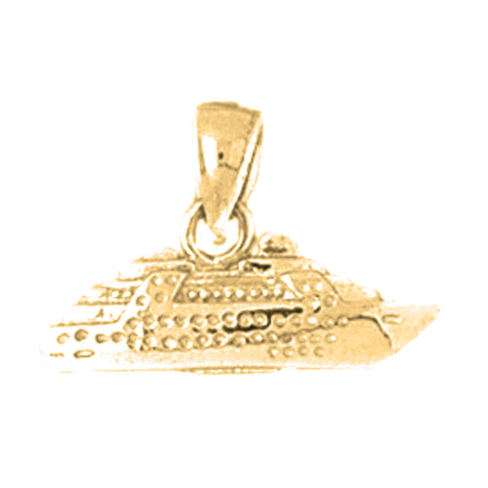 Yellow Gold-plated Silver 3D Cruise Ship Pendant