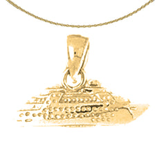 Sterling Silver 3D Cruise Ship Pendant (Rhodium or Yellow Gold-plated)