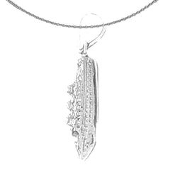 Sterling Silver 3D Cruise Ship Pendant (Rhodium or Yellow Gold-plated)