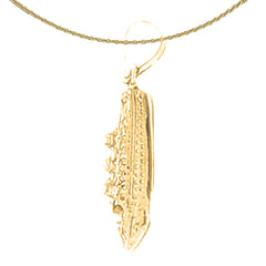 Sterling Silver 3D Cruise Ship Pendant (Rhodium or Yellow Gold-plated)