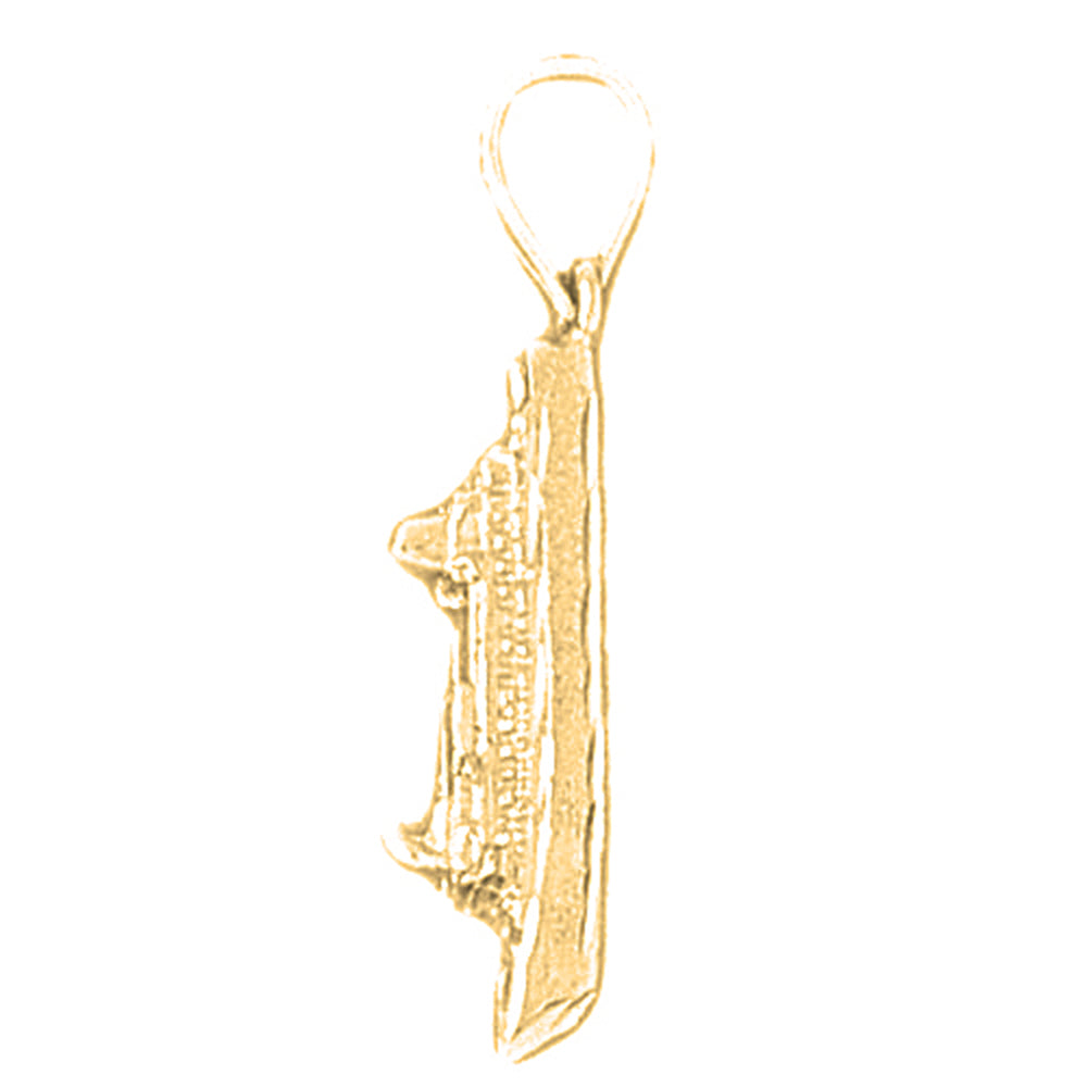 Yellow Gold-plated Silver 3D Cruise Ship Pendant