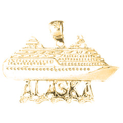 Yellow Gold-plated Silver Alaska Cruise Ship Pendant