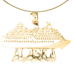 Colgante de plata de ley con diseño de crucero de Alaska (chapado en rodio o oro amarillo)
