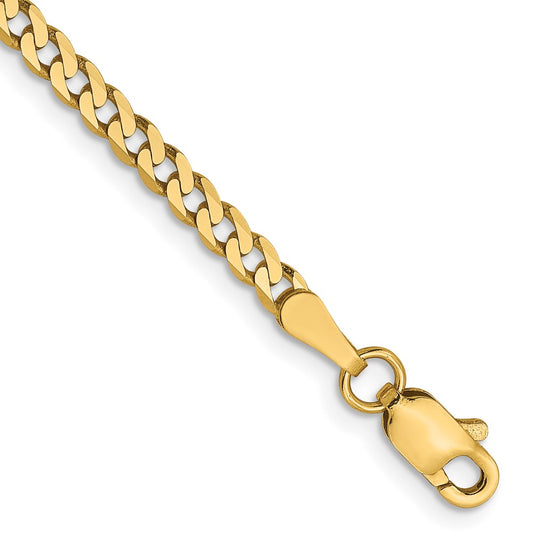 14K Yellow Gold 2.3mm Flat Beveled Curb Chain
