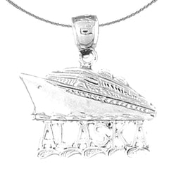 Sterling Silver Alaska Cruise Ship Pendant (Rhodium or Yellow Gold-plated)