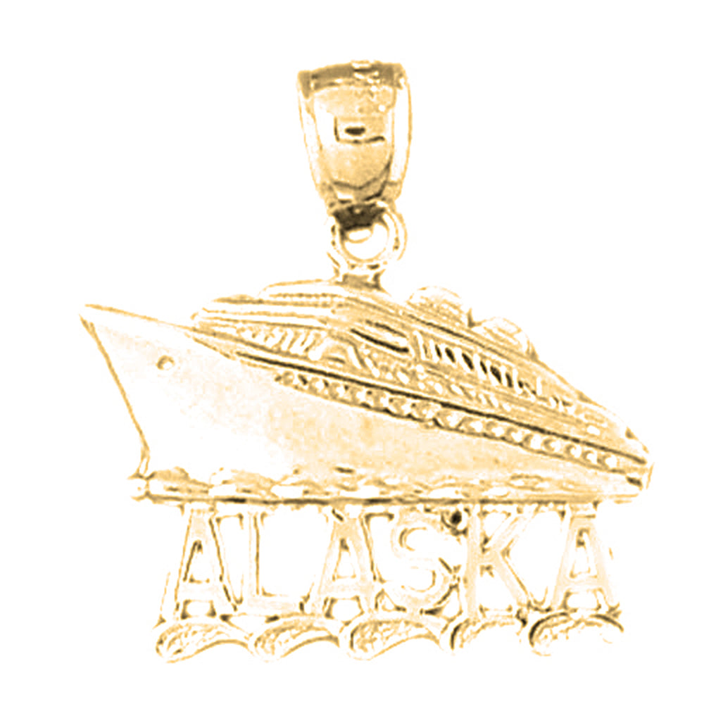 Yellow Gold-plated Silver Alaska Cruise Ship Pendant