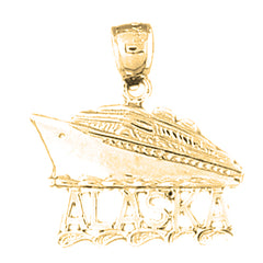 Yellow Gold-plated Silver Alaska Cruise Ship Pendant