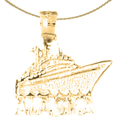 Colgante de plata de ley con diseño de crucero de Alaska (chapado en rodio o oro amarillo)