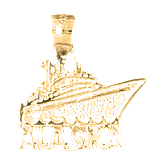 Yellow Gold-plated Silver Alaska Cruise Ship Pendant